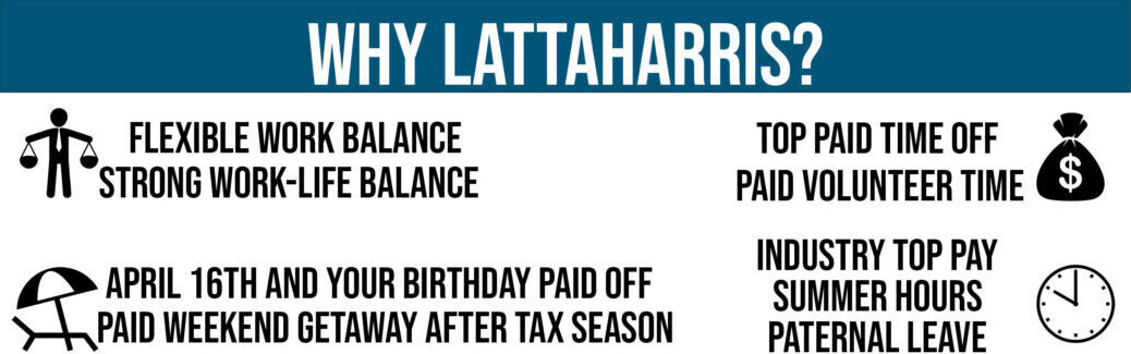 Great reasons to work at LattaHarris - flexible, PTO, top pay